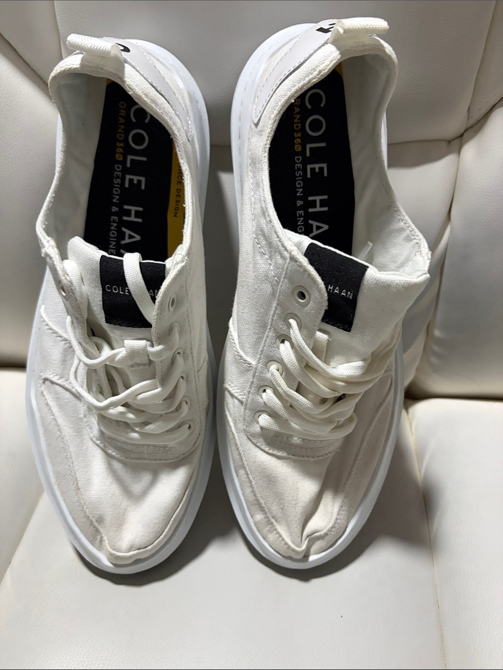 Cole Haan White Canvas Low-Top Lace-Up Sneakers